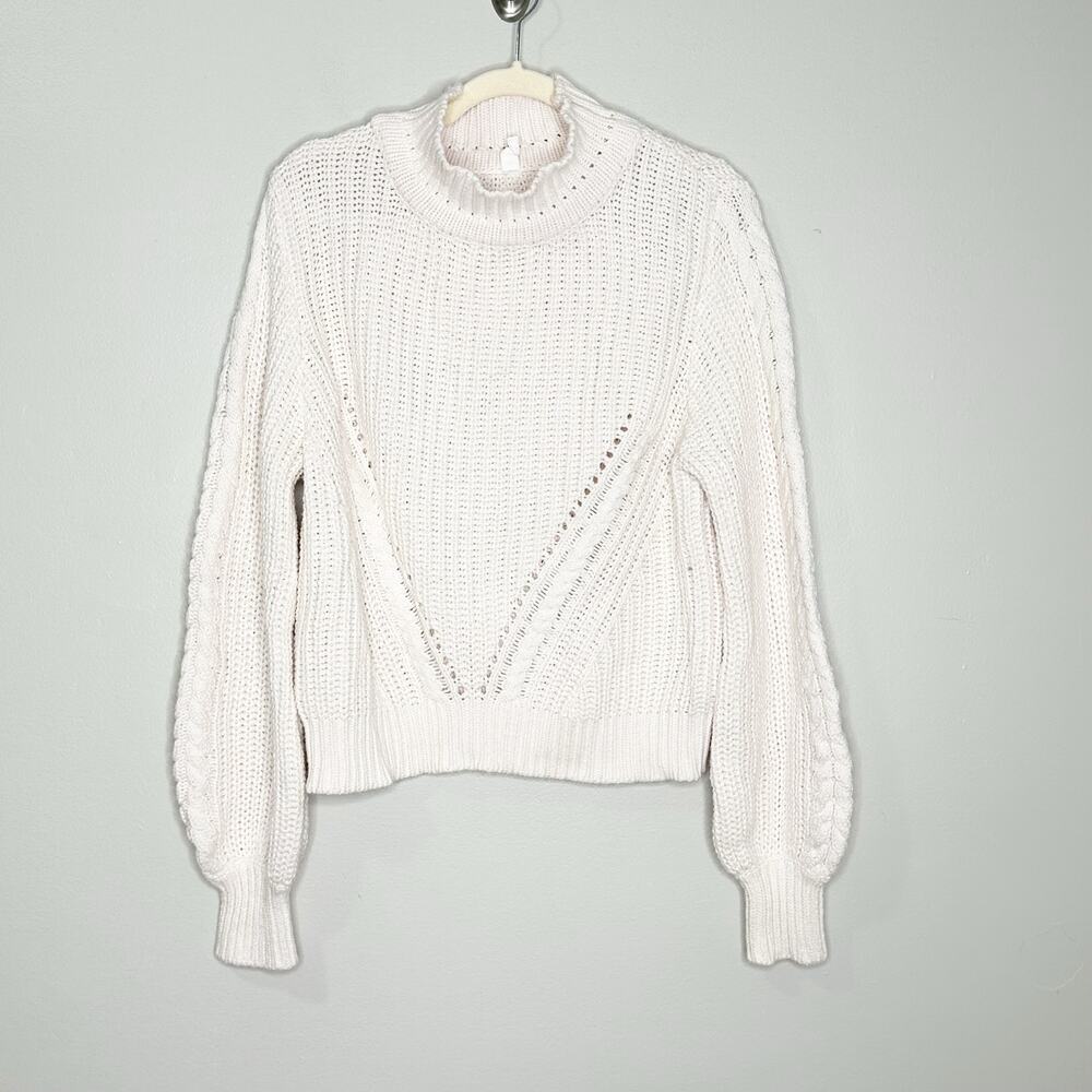 Kivari Womens Jumper Sweater Long Sleeve Mock Neck Knit Pullover White Large